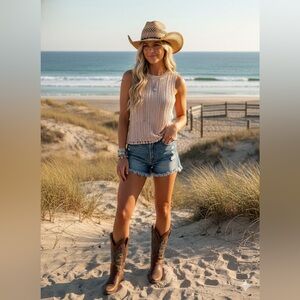 Heartloom Crochet Knit Tie-back Tank Top Vest Sleeveless Boho Cream xs